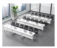 可移動拼接側翻長條枱(多尺寸)-折疊會議桌培訓枱/職員辦公桌椅組合雙人課桌(T5095)