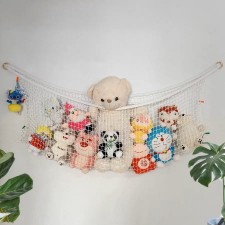 玩具收納吊網-置物袋牆掛兒童房牆壁掛網毛絨公仔收納網背景牆裝飾 (T5509)