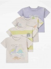 Dinosaur Slogan Stripe T-Shirts 4 Pack<筍價預購>(T9521BM)