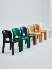 中古家用餐椅-北歐風格簡約奶油風塑料靠背椅化妝椅咖啡店椅(T6822)