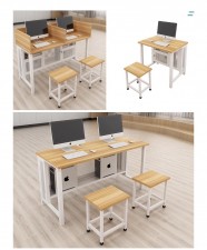 學校房電腦枱-枱桌培訓班電腦台式桌中小學生教室微機房雙人學生桌椅 (T9134)