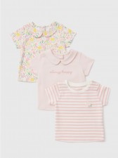 英國直送Baby 3 Pack Girls Pink Floral T-Shirt<筍價預購>(U0133BM)
