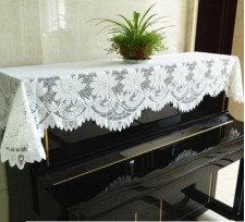 白色絲蕾鋼琴罩-(T0541).