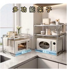 多用途-廚房置物架微波爐焗爐烤箱架子-家用雙層台面收納支架電飯鍋置物架桌面(T5312)