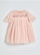 英國直送Light Pink Baby Floral Embroidered Spot Dress<筍價預購>(U0853BM)