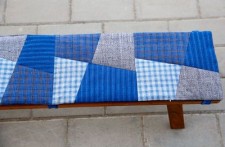 傳統中國工藝-板凳墊(26*110CM)/長條凳子墊實木沙發墊飄窗陽台墊/土布老粗布純棉手工拼布(T5205)