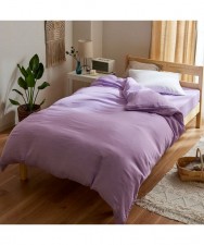 100%純棉3層棉紗棉被套-紫色 (兩側拉鏈，拆裝方便，可當薄毯使用) (日本家品) -(T3379N)