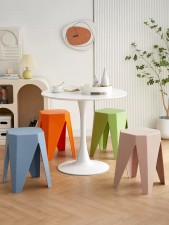 新款彩色凳子-家用成人加厚方凳簡約客廳可疊放餐桌凳備用創意高凳(T6883)