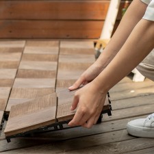 室外防腐木地板-花園木塑防水DIY拼接花園露台庭院地墊陽台(T3643)