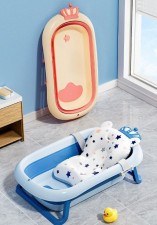 嬰兒洗澡盆0-8歲適用-BB寶寶澡盆兒童用品可坐躺大號新生折疊家用嬰兒浴盆(T7634)