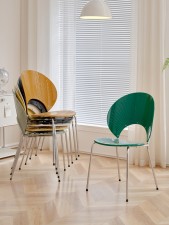 北歐風格-亞克力家用貝殼椅子-民宿酒店咖啡餐椅設計師靠背凳子休閑椅(T6827)