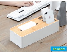 竹面碳鋼盒-紙巾遙控器收納盒(T0690).