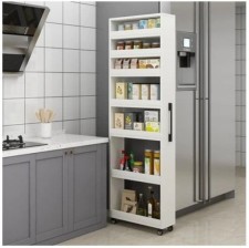 大容量可移動窄櫃/夾縫側面抽拉櫃收納櫃-極窄邊櫃長條廚房窄縫側邊縫隙冰箱置物架(T5937)