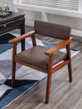 實木帶扶手椅子-帶扶手北歐餐椅現代簡約咖啡廳靠背辦公椅家用老人椅(T4649)