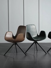 北歐風格電腦椅-靠背家用臥室化妝凳現代簡約皮餐椅辦公室洽談椅子(T6936)
