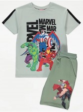英國直送Marvel Superheroes Sage Green T-Shirt and Shorts Outfit<筍價預購>(T9172BM)