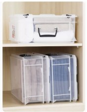 透明帶轆手提式收納箱-膠箱收納櫃衣櫃儲物箱床底收納儲物架雜物箱衣物收納箱(T2522).