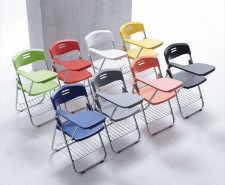 折疊培訓椅(2張起發售) -帶桌板會議凳子學生教學培訓機構帶寫字板塑料鋼架一體(T7491)