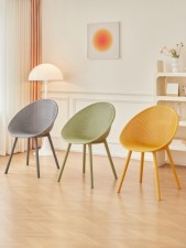 北歐風格-家用休閑餐椅-洽談椅咖啡椅簡約靠背椅客廳陽台塑料蛋殼椅凳子(T6826)