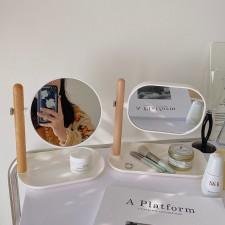 可收納梳妝鏡子-化妝鏡高清雙面鏡桌面可旋轉桌(T4731)