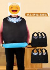 老人專用多功能護理圍裙(花款) 老年人吃飯用的圍兜防水防油成人罩衣圍裙圍嘴 (T8734)