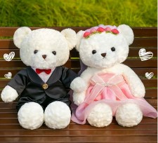 花車熊公仔(毛绒)-車頭裝飾情侶婚紗熊一對花車小熊結婚禮物(T5362)