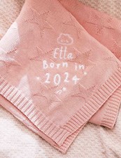 英國直送Personalised Born in 2024 Star Jacquard Blanket<筍價預購>(T9642BM)