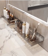(新款)水龍頭置物架-洗手間收納架子衛生間鏡前浴室廁所洗漱台壁掛免打孔 (T8901)