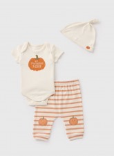 英國直送Baby Cream Pumpkin Bodysuit, Hat, & Leggings Set 萬聖節服<筍價預購>(U1383BM)