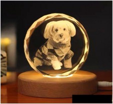 寵物紀念品定製-品精緻創意照片狗狗貓咪禮物水晶3D內雕發光生日禮物(T5331)