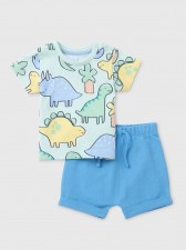 英國直送Boys Blue Dino Print T-Shirt & Shorts Set<筍價預購>(U0683BM)