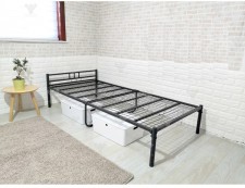 日本Yamazen 單人鐵藝床架-單層加厚歐式風格家用兒童濟型簡易學生員工宿舍鐵架床(T4973)